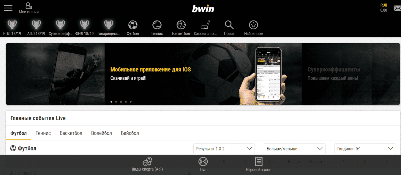 Мобильная версия бк Bwin