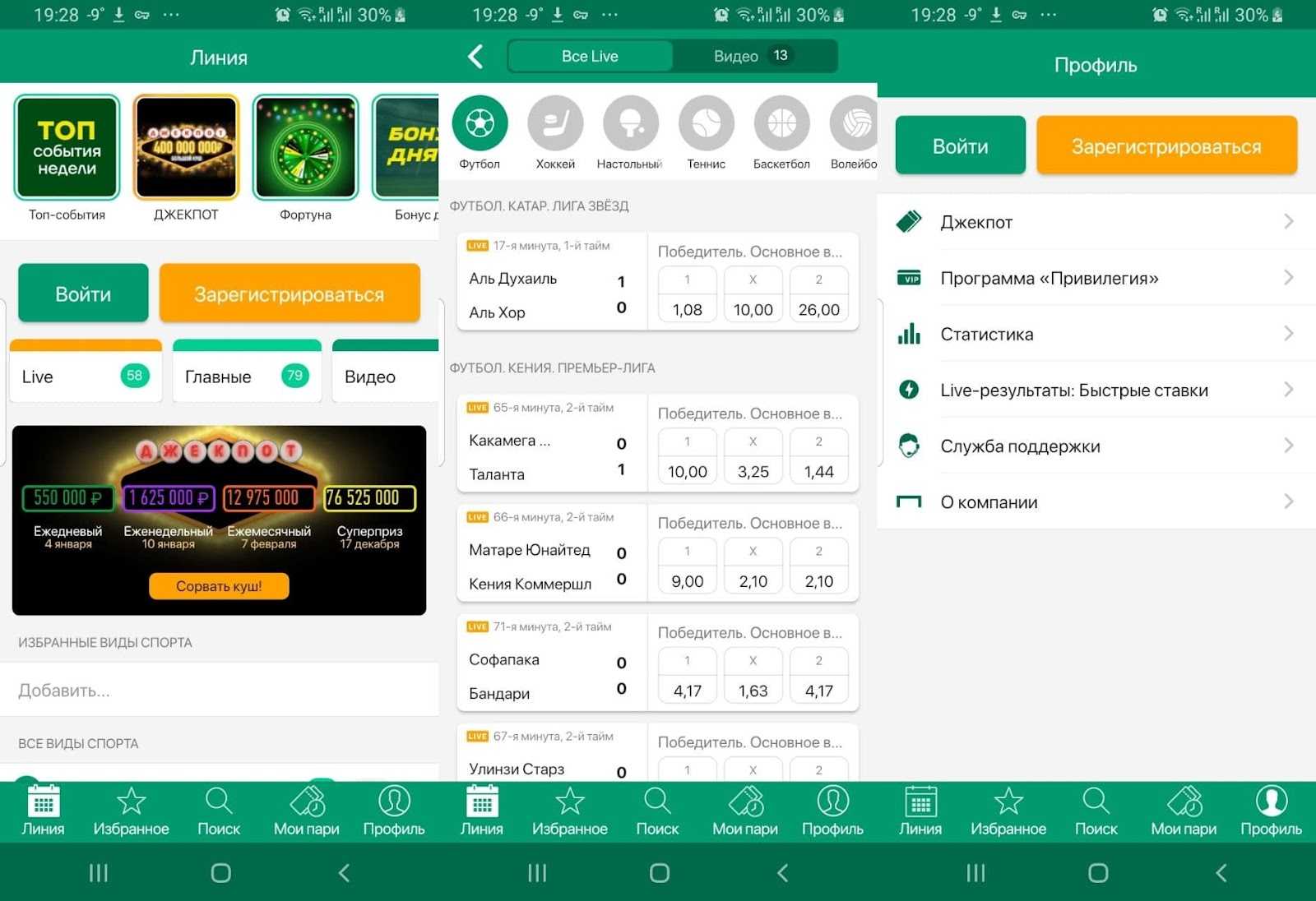 Мобильное приложение Liga Stavok